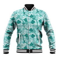 Anthurium Pikake Ti Leaf Palaka Baseball Jacket Turquoise Version