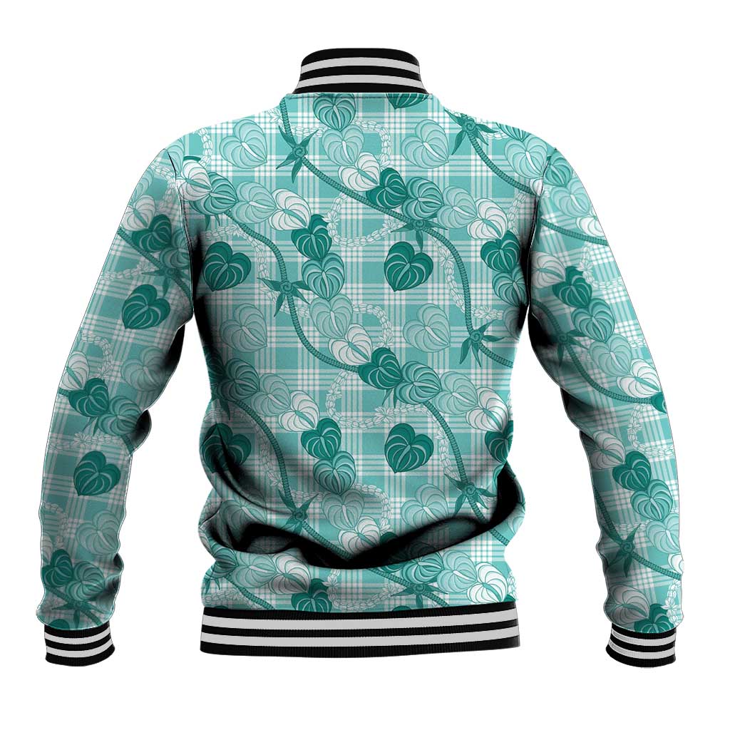 Anthurium Pikake Ti Leaf Palaka Baseball Jacket Turquoise Version