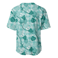 Anthurium Pikake Ti Leaf Palaka Baseball Jersey Turquoise Version LT01 - Polynesian Pride