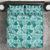 Anthurium Pikake Ti Leaf Palaka Bedding Set Turquoise Version