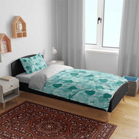 Anthurium Pikake Ti Leaf Palaka Bedding Set Turquoise Version