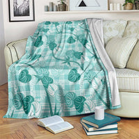 Anthurium Pikake Ti Leaf Palaka Blanket Turquoise Version