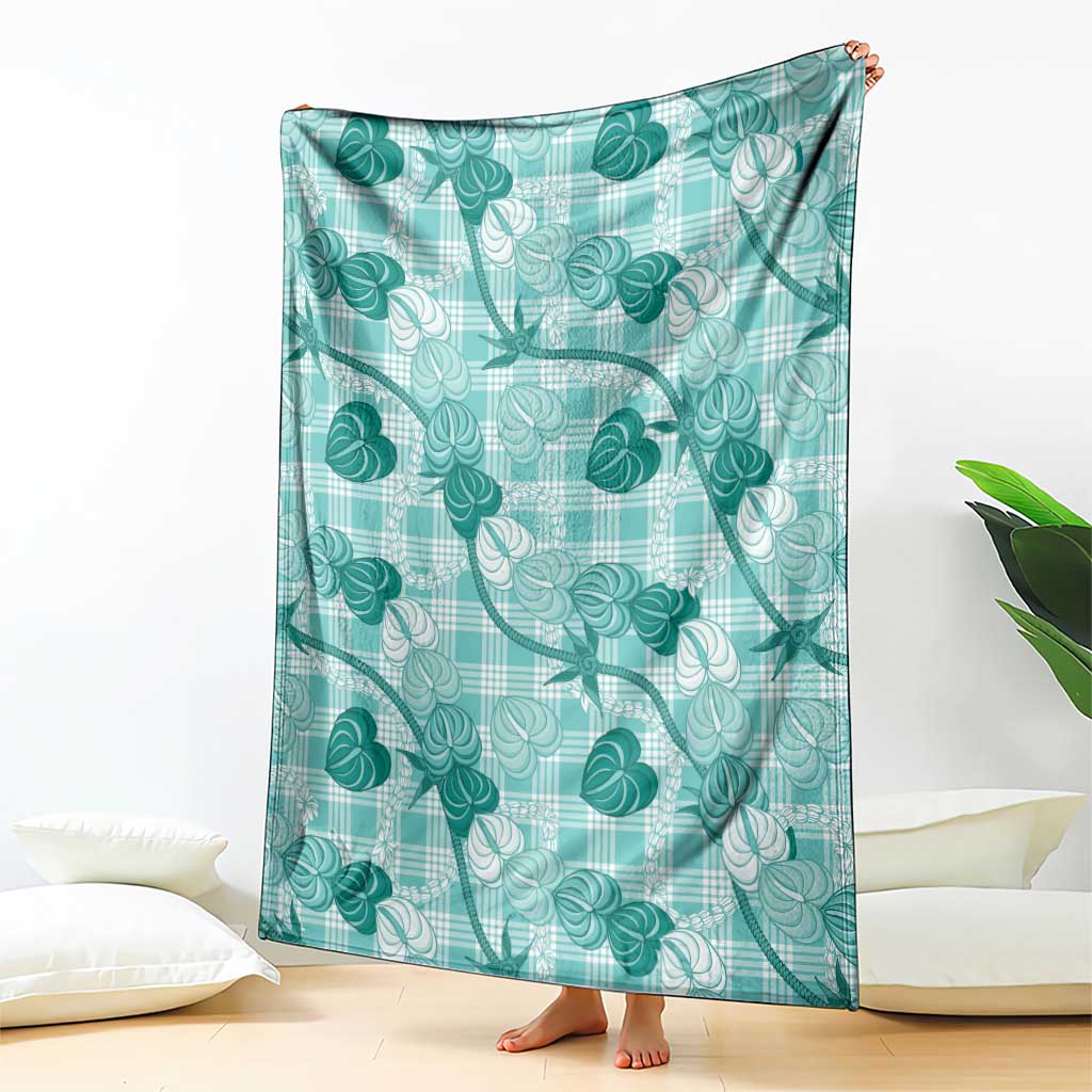 Anthurium Pikake Ti Leaf Palaka Blanket Turquoise Version