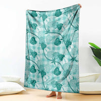Anthurium Pikake Ti Leaf Palaka Blanket Turquoise Version