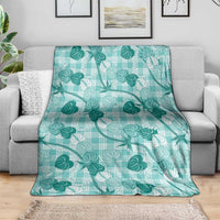 Anthurium Pikake Ti Leaf Palaka Blanket Turquoise Version