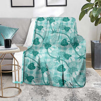 Anthurium Pikake Ti Leaf Palaka Blanket Turquoise Version