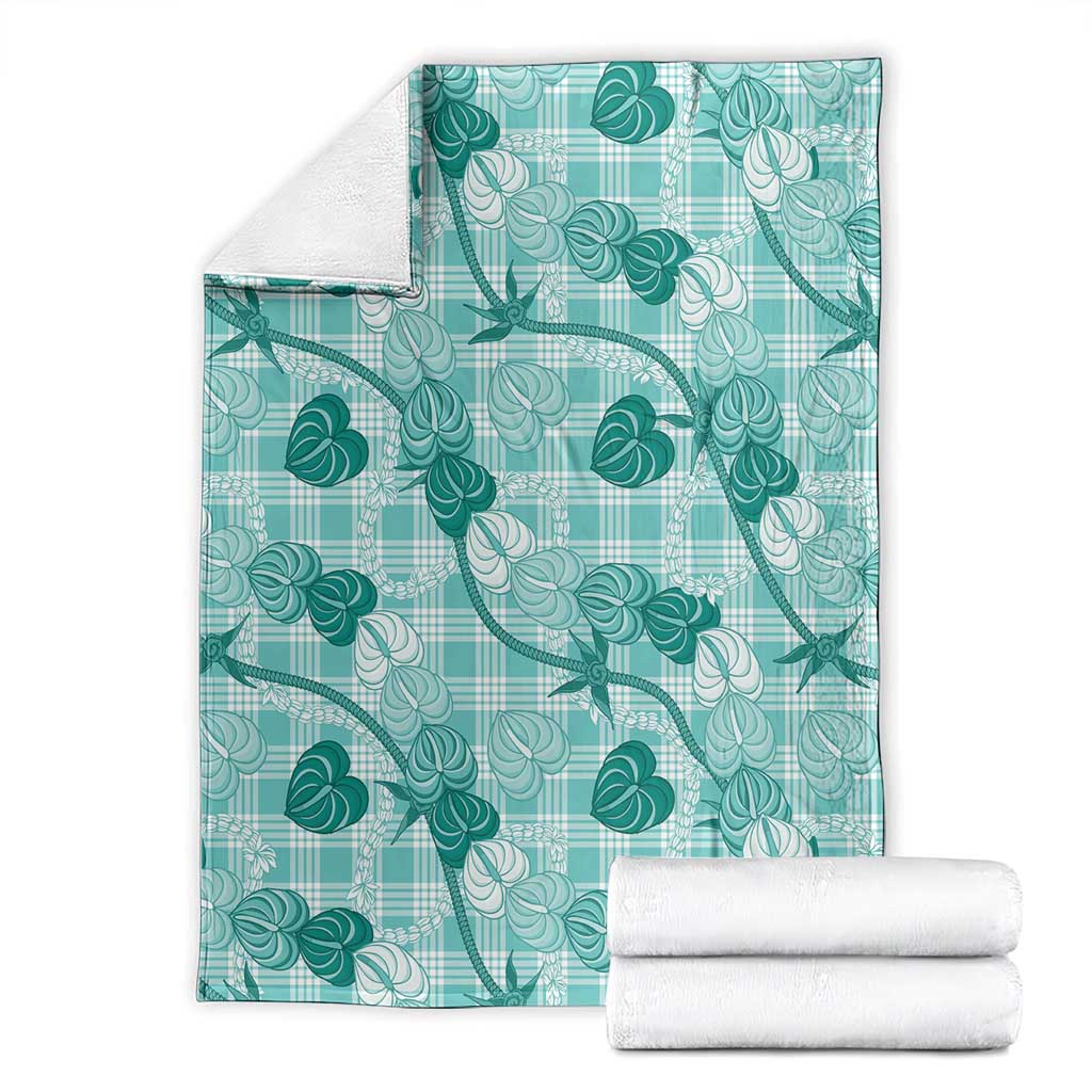 Anthurium Pikake Ti Leaf Palaka Blanket Turquoise Version