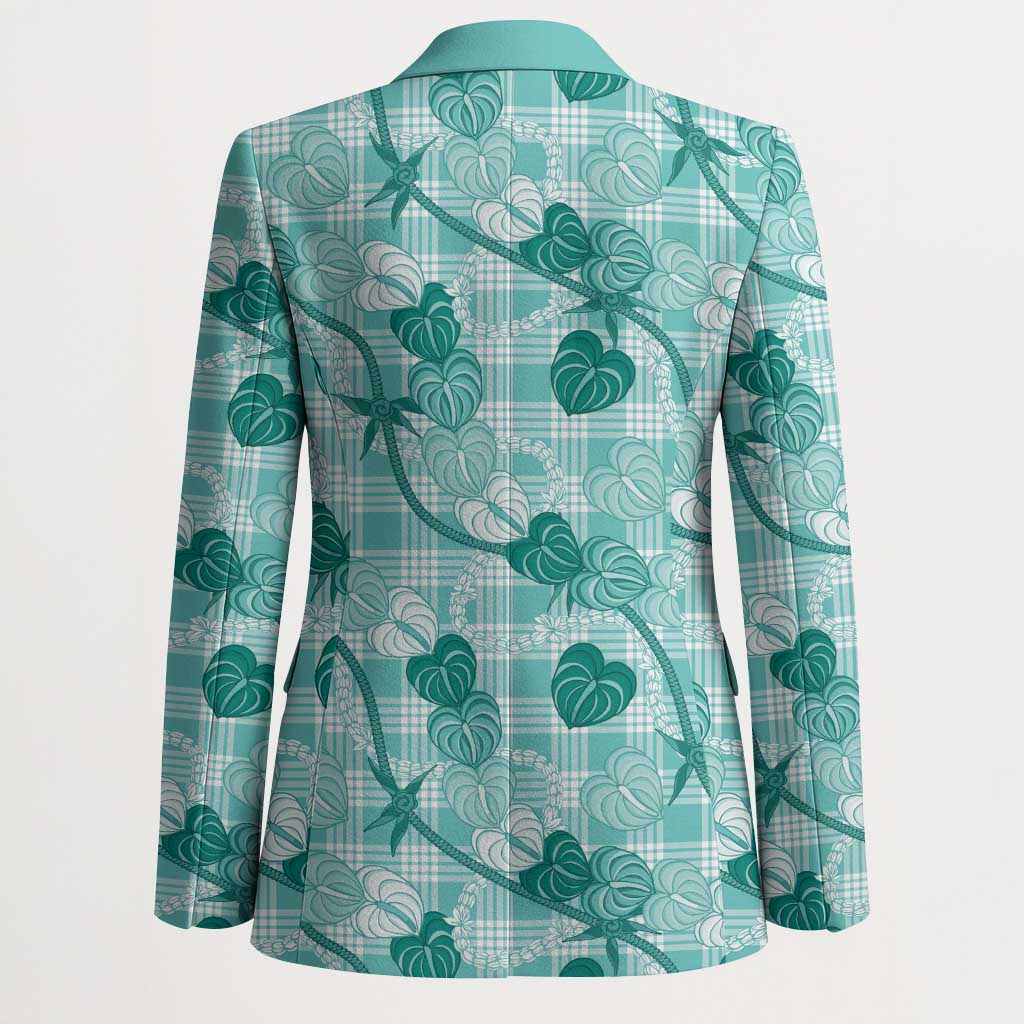 Anthurium Pikake Ti Leaf Palaka Blazer Turquoise Version LT01 - Polynesian Pride