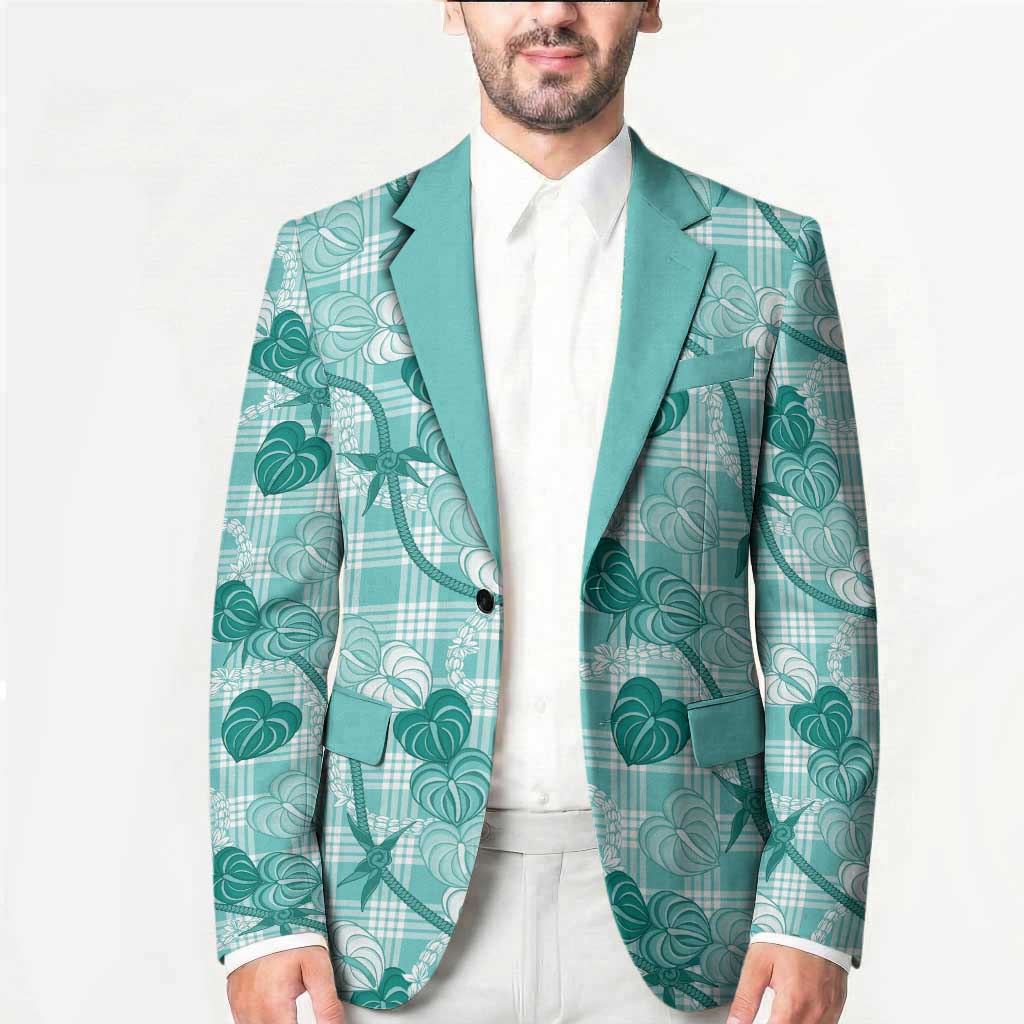 Anthurium Pikake Ti Leaf Palaka Blazer Turquoise Version LT01 - Polynesian Pride
