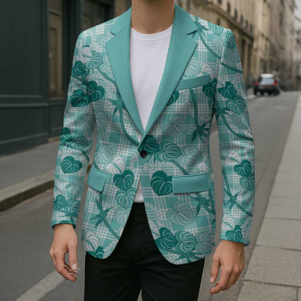 Anthurium Pikake Ti Leaf Palaka Blazer Turquoise Version LT01 - Polynesian Pride