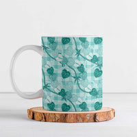 Anthurium Pikake Ti Leaf Palaka Ceramic Mug Turquoise Version LT01 Turquoise - Polynesian Pride