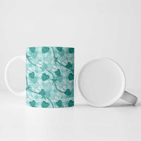 Anthurium Pikake Ti Leaf Palaka Ceramic Mug Turquoise Version LT01 - Polynesian Pride