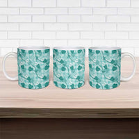 Anthurium Pikake Ti Leaf Palaka Ceramic Mug Turquoise Version LT01 - Polynesian Pride