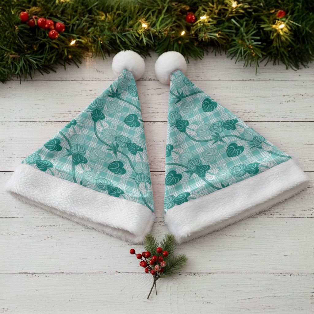 Anthurium Pikake Ti Leaf Palaka Christmas Santa Hat Turquoise Version LT01 - Polynesian Pride