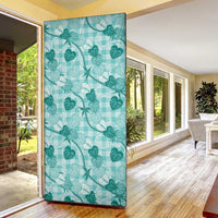 Anthurium Pikake Ti Leaf Palaka Door Cover Turquoise Version LT01 - Polynesian Pride