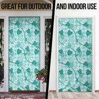 Anthurium Pikake Ti Leaf Palaka Door Cover Turquoise Version LT01 - Polynesian Pride