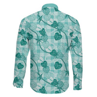 Anthurium Pikake Ti Leaf Palaka Family Matching Mermaid Dress and Hawaiian Shirt Turquoise Version