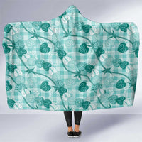 Anthurium Pikake Ti Leaf Palaka Hooded Blanket Turquoise Version