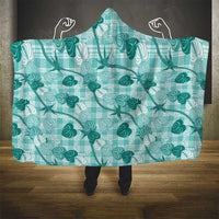 Anthurium Pikake Ti Leaf Palaka Hooded Blanket Turquoise Version