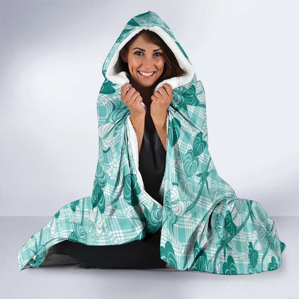 Anthurium Pikake Ti Leaf Palaka Hooded Blanket Turquoise Version