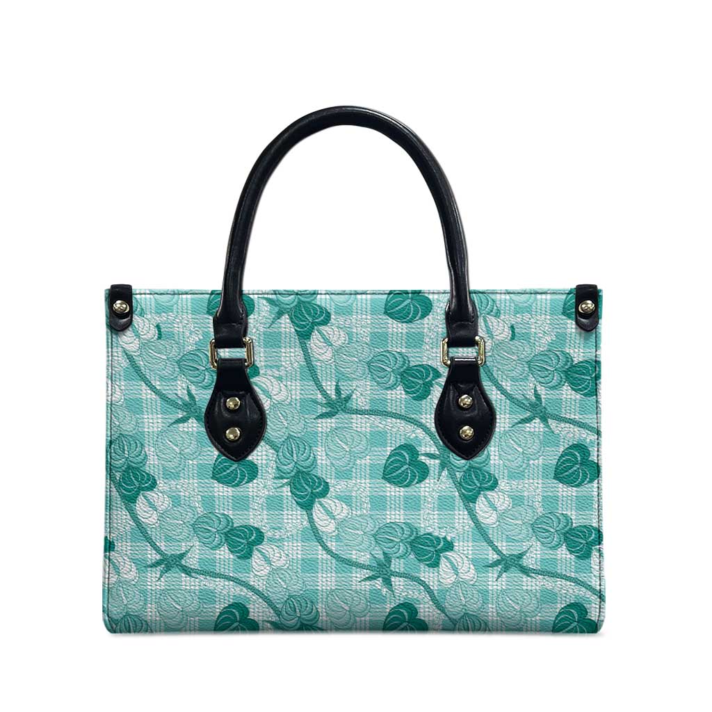 Anthurium Pikake Ti Leaf Palaka Leather Bag Turquoise Version