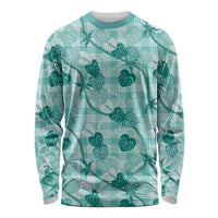 Anthurium Pikake Ti Leaf Palaka Long Sleeve Shirt Turquoise Version