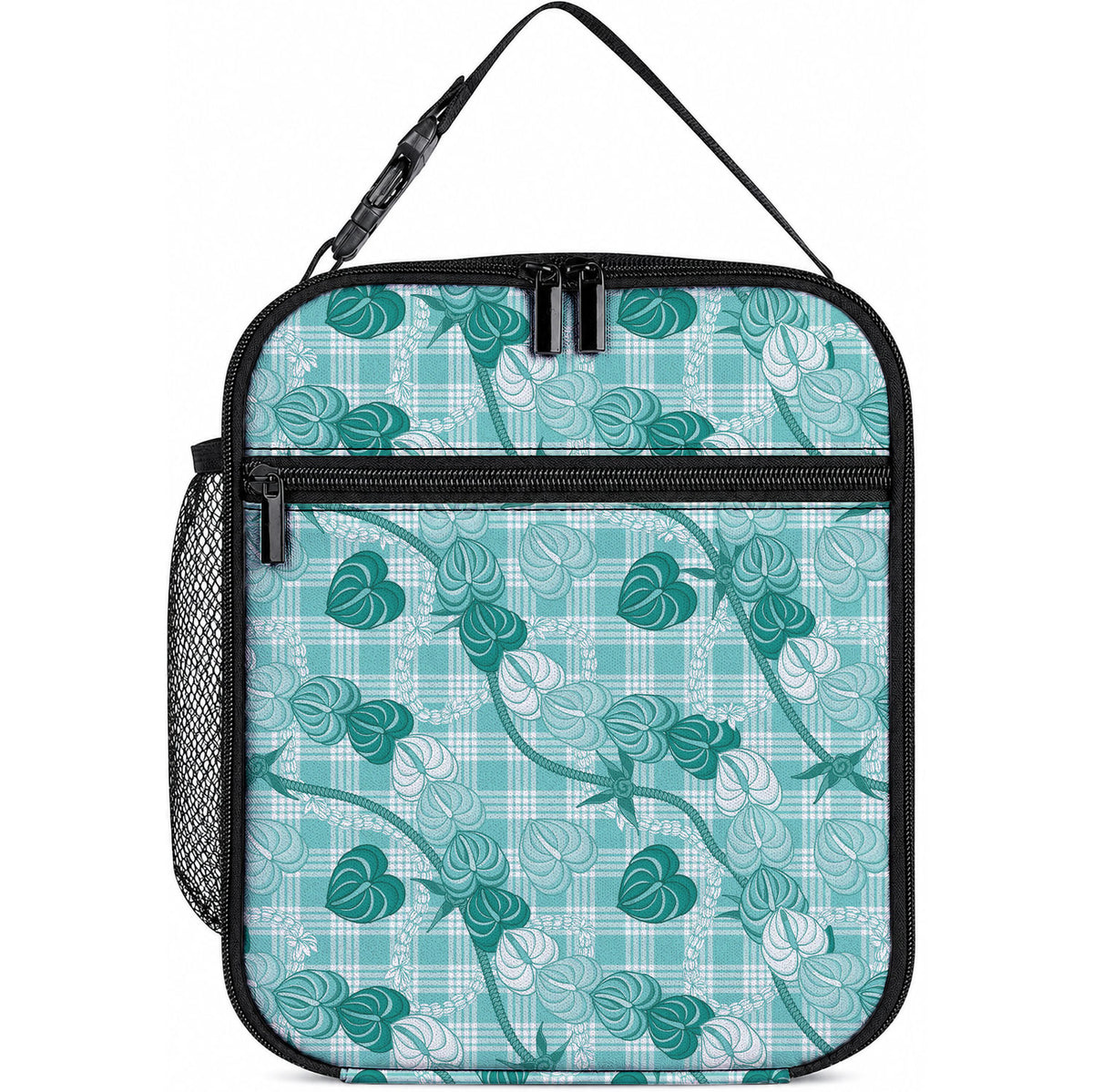 Anthurium Pikake Ti Leaf Palaka Lunch Bag Turquoise Version