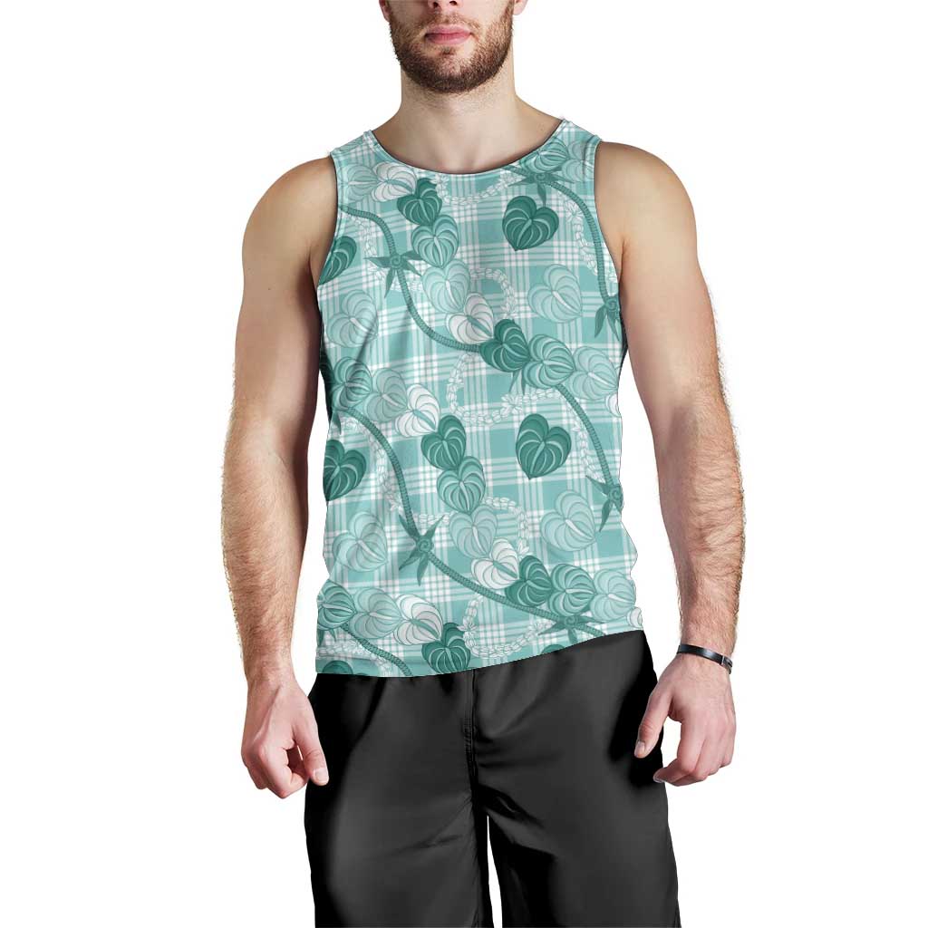 Anthurium Pikake Ti Leaf Palaka Men Tank Top Turquoise Version