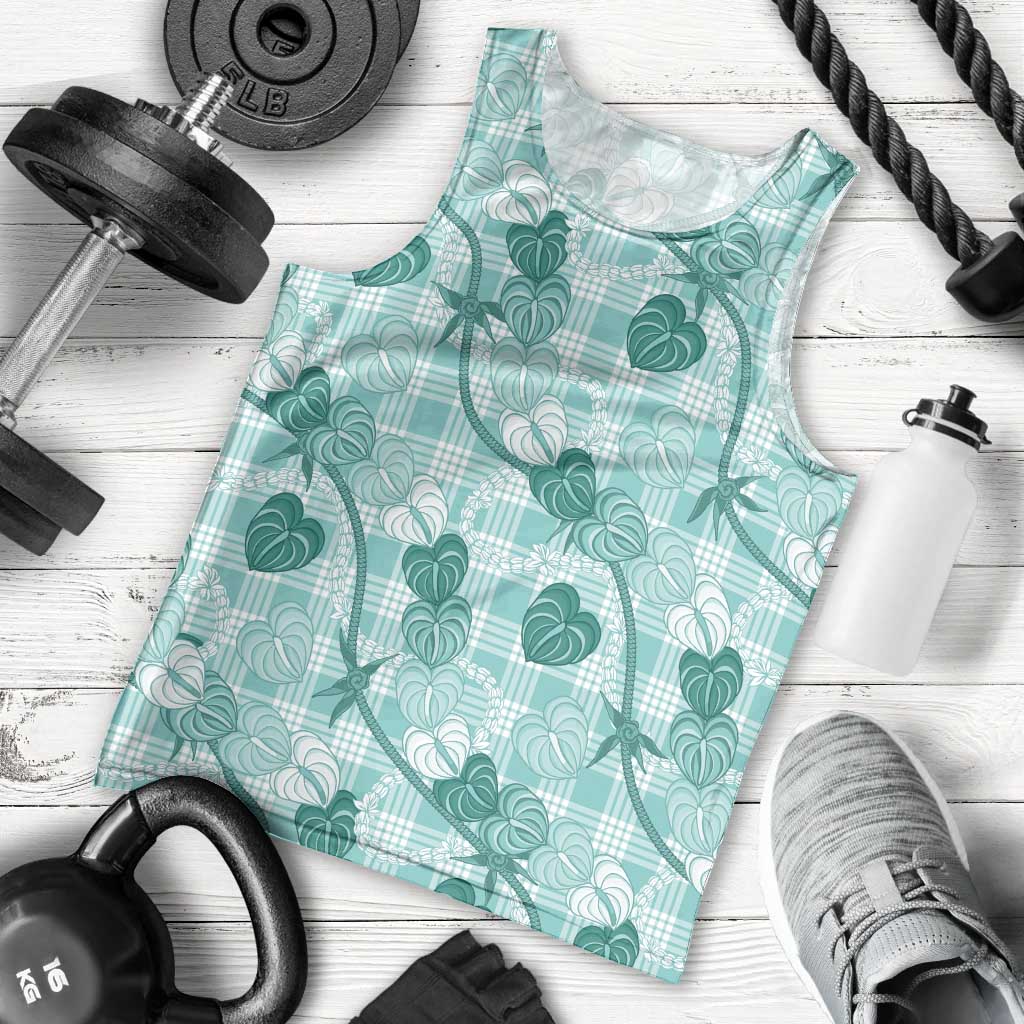 Anthurium Pikake Ti Leaf Palaka Men Tank Top Turquoise Version