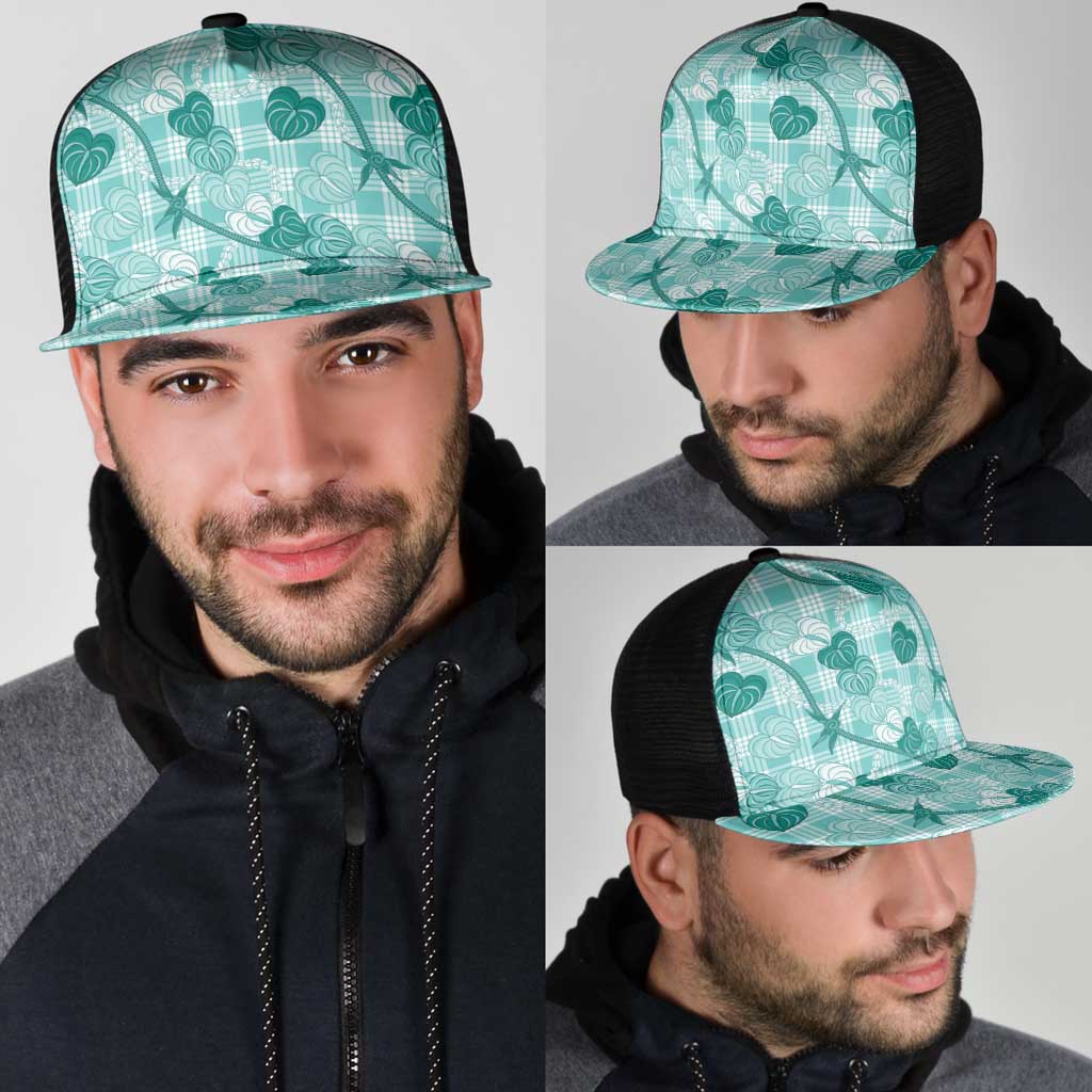 Anthurium Pikake Ti Leaf Palaka Mesh Trucker Cap Turquoise Version