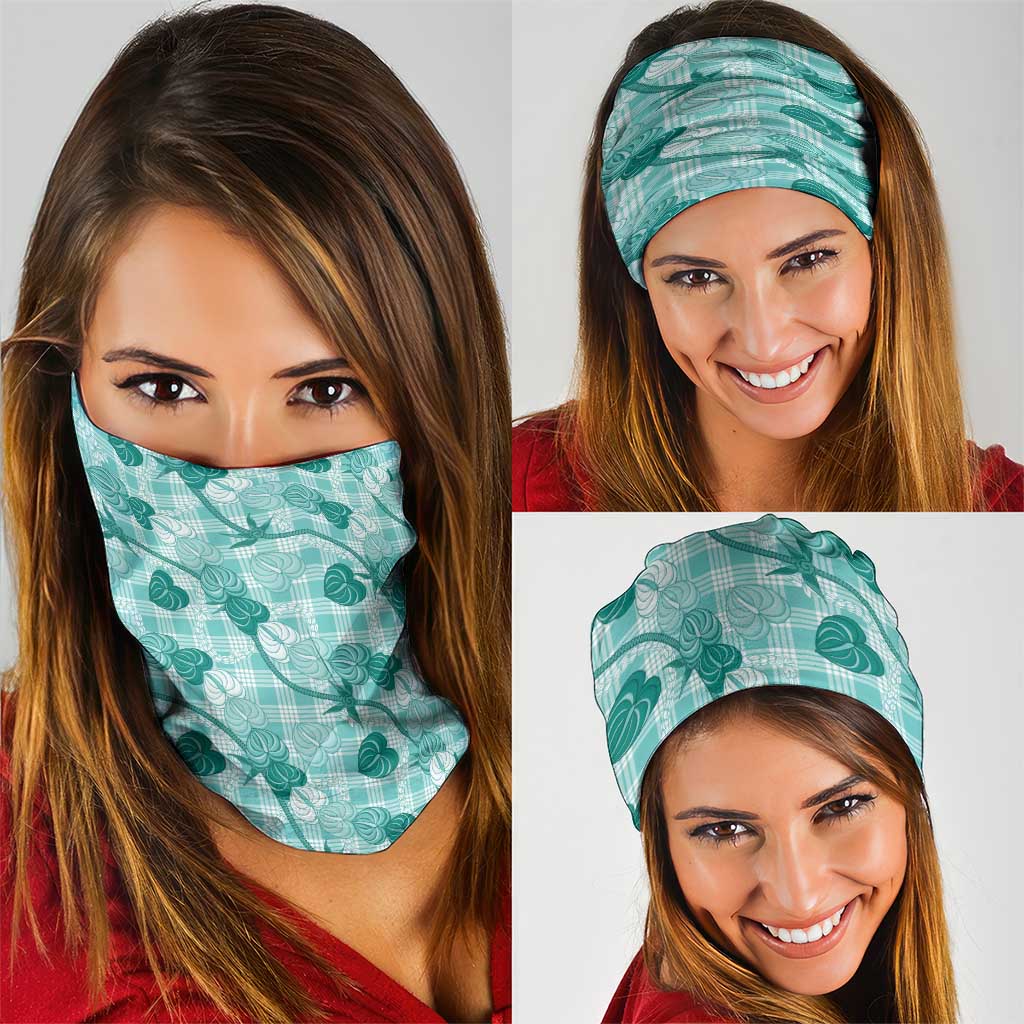 Anthurium Pikake Ti Leaf Palaka Neck Gaiter Turquoise Version LT01 - Polynesian Pride