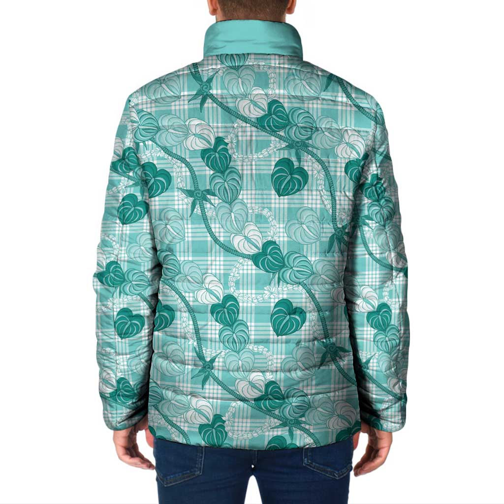 Anthurium Pikake Ti Leaf Palaka Padded Jacket Turquoise Version