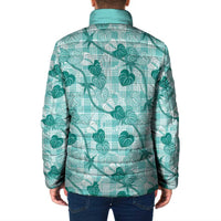 Anthurium Pikake Ti Leaf Palaka Padded Jacket Turquoise Version