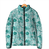 Anthurium Pikake Ti Leaf Palaka Padded Jacket Turquoise Version