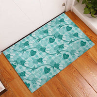 Anthurium Pikake Ti Leaf Palaka Rubber Doormat Turquoise Version