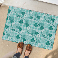 Anthurium Pikake Ti Leaf Palaka Rubber Doormat Turquoise Version