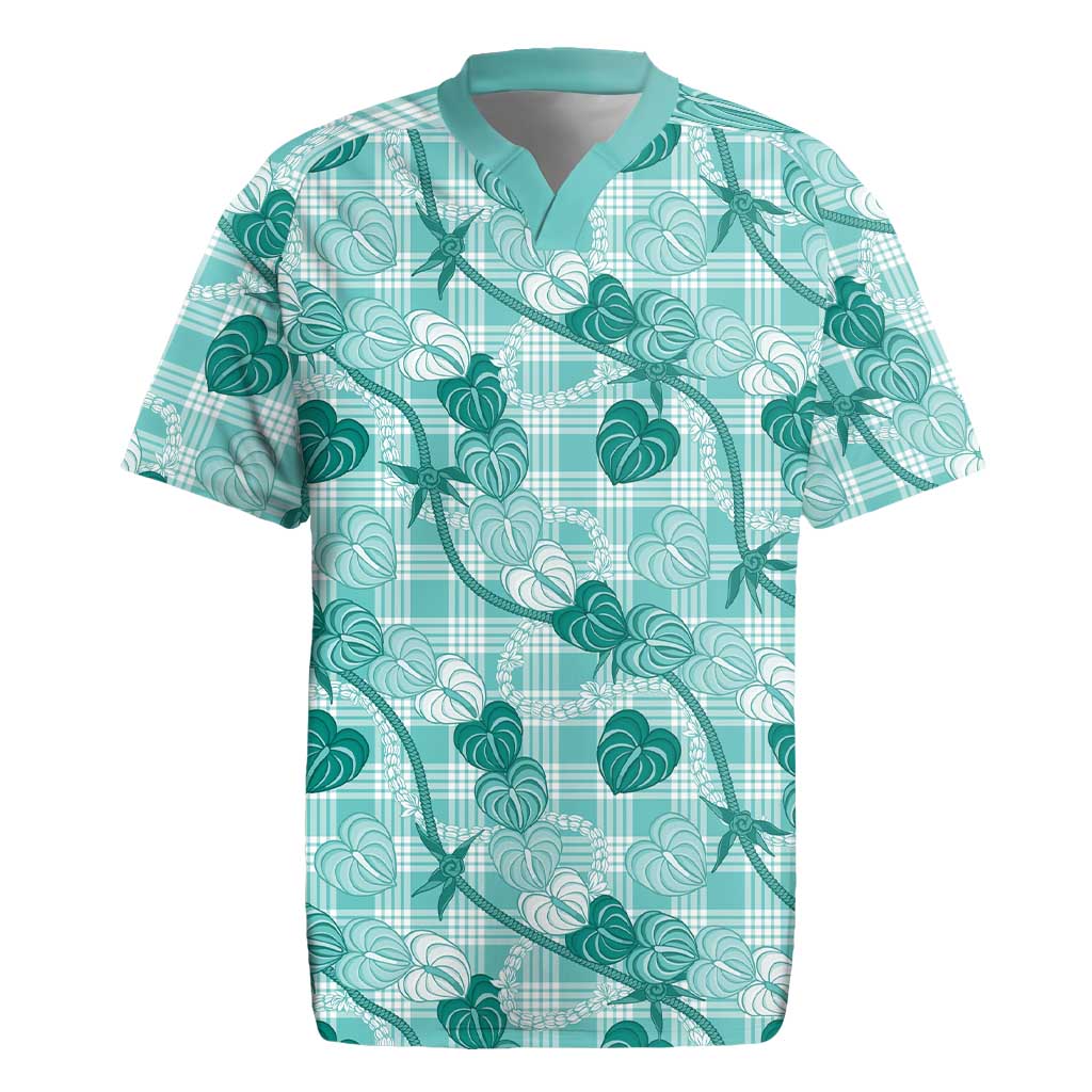 Anthurium Pikake Ti Leaf Palaka Rugby Jersey Turquoise Version