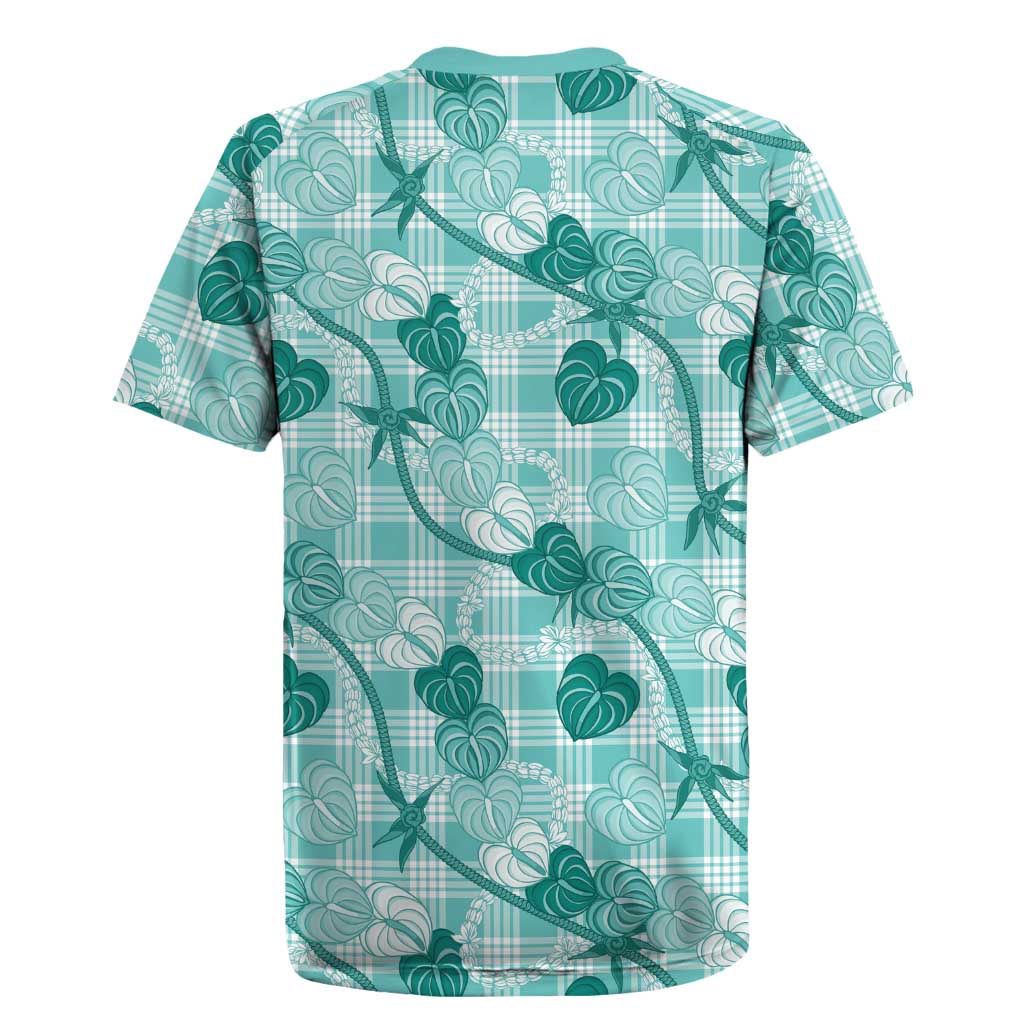 Anthurium Pikake Ti Leaf Palaka Rugby Jersey Turquoise Version
