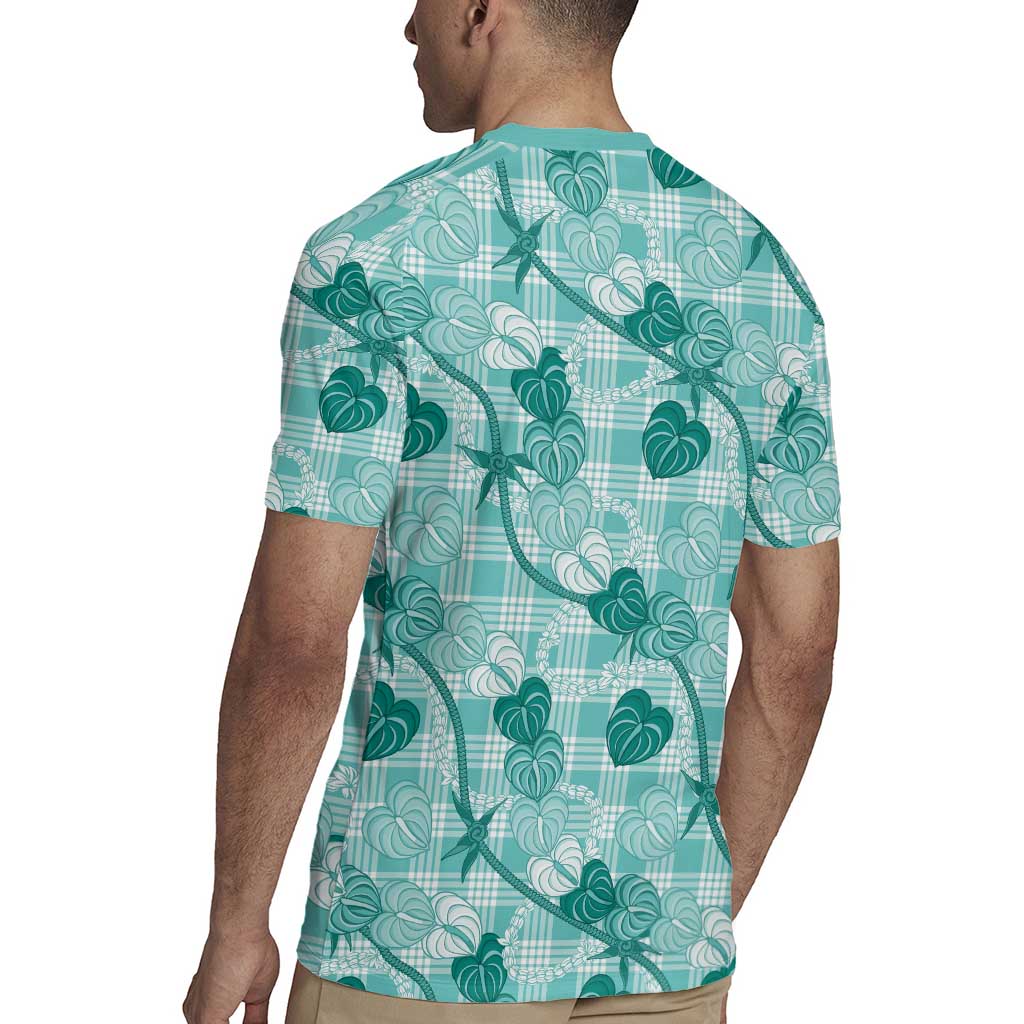 Anthurium Pikake Ti Leaf Palaka Rugby Jersey Turquoise Version