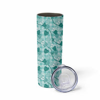 Anthurium Pikake Ti Leaf Palaka Skinny Tumbler Turquoise Version LT01 - Polynesian Pride