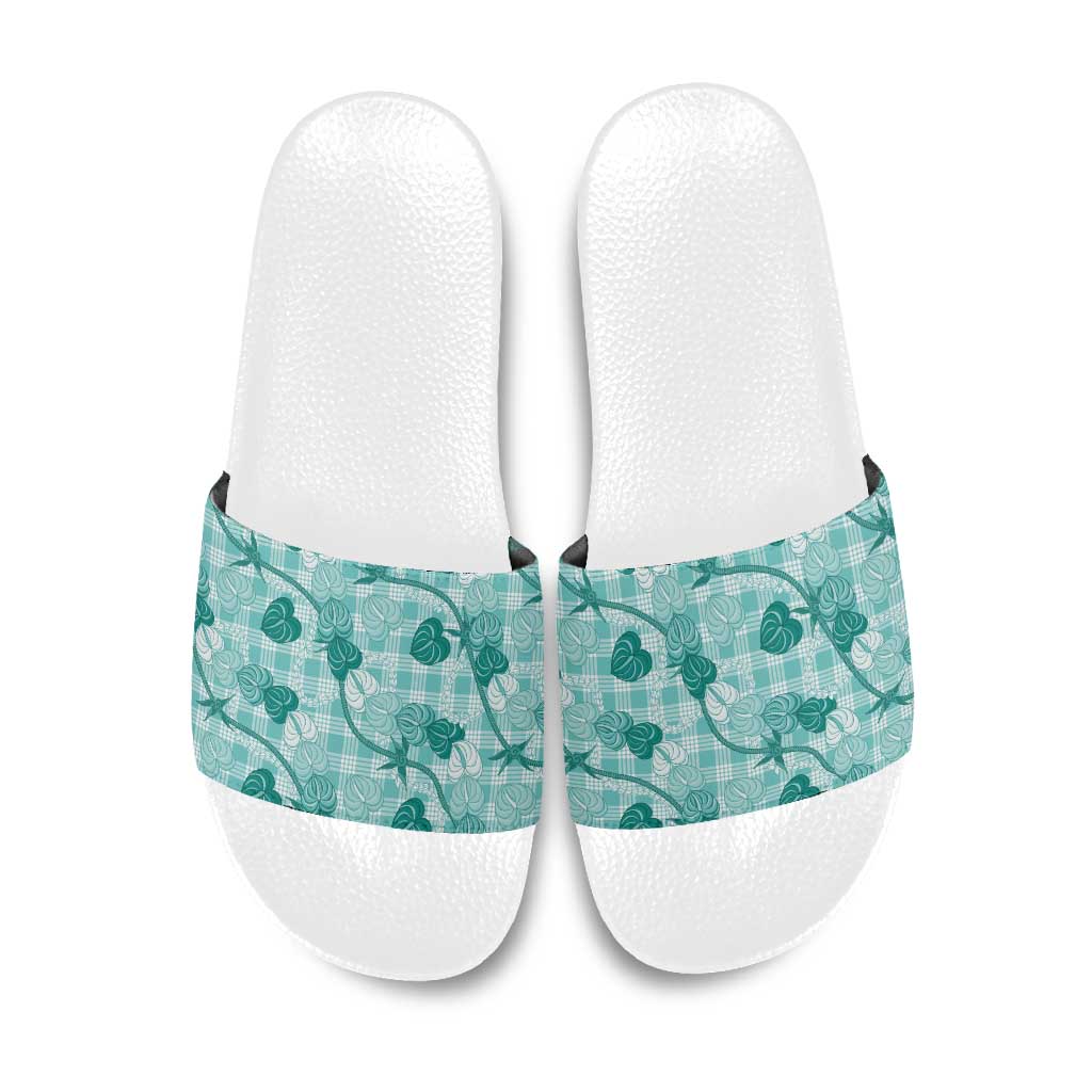 Anthurium Pikake Ti Leaf Palaka Slide Sandals Turquoise Version