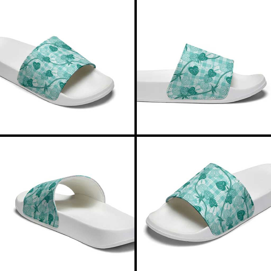 Anthurium Pikake Ti Leaf Palaka Slide Sandals Turquoise Version