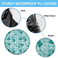 Anthurium Pikake Ti Leaf Palaka Spare Tire Cover Turquoise Version