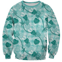 Anthurium Pikake Ti Leaf Palaka Sweatshirt Turquoise Version