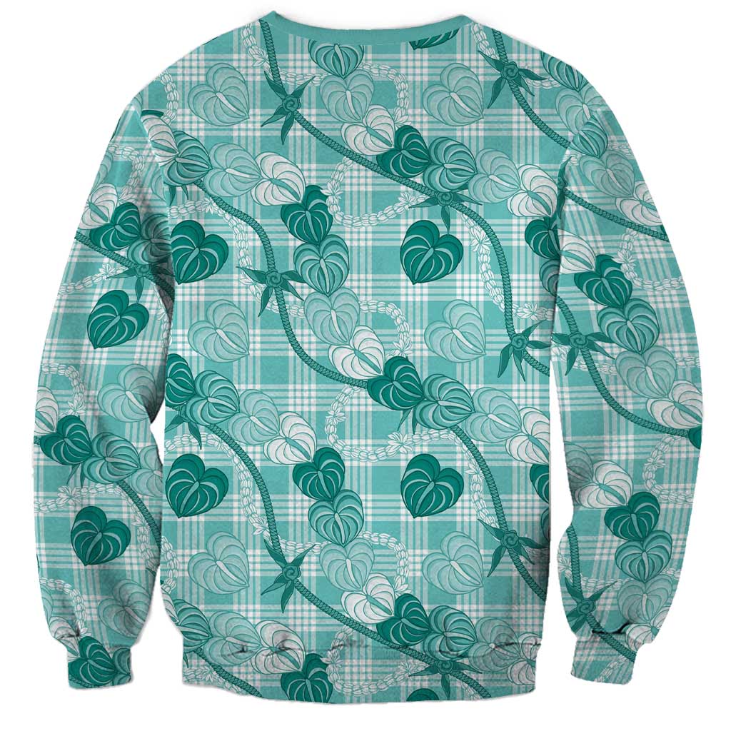 Anthurium Pikake Ti Leaf Palaka Sweatshirt Turquoise Version