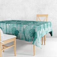 Anthurium Pikake Ti Leaf Palaka Tablecloth Turquoise Version