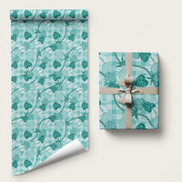 Anthurium Pikake Ti Leaf Palaka Wrapping Paper Turquoise Version LT01 58" × 23" Turquoise - Polynesian Pride