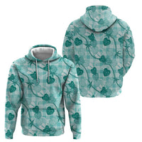 Anthurium Pikake Ti Leaf Palaka Zip Hoodie Turquoise Version LT01 - Polynesian Pride