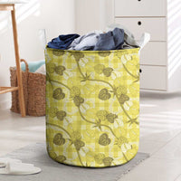 Anthurium Pikake Ti Leaf Palaka Laundry Basket Yellow Version LT01 Yellow - Polynesian Pride