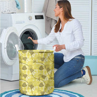 Anthurium Pikake Ti Leaf Palaka Laundry Basket Yellow Version LT01 - Polynesian Pride